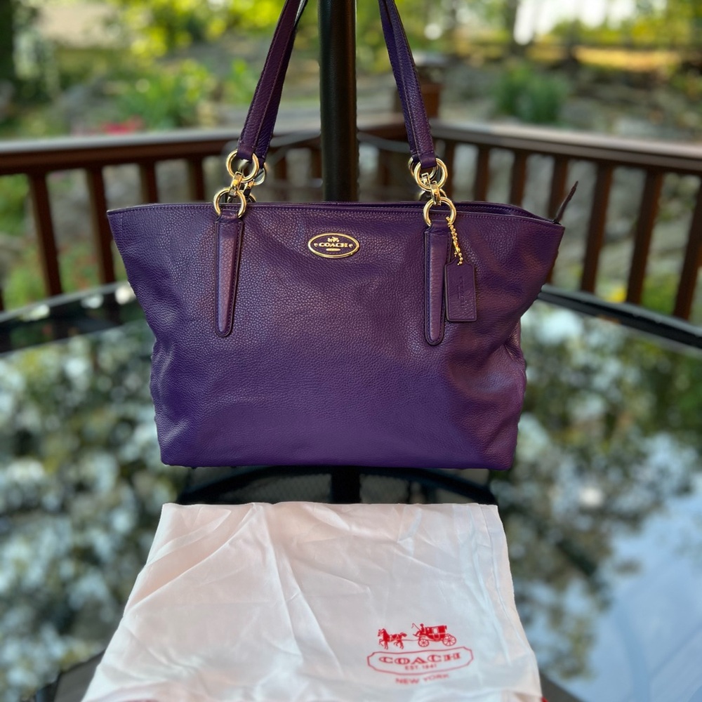 Coach Rich Purple Leather Tote